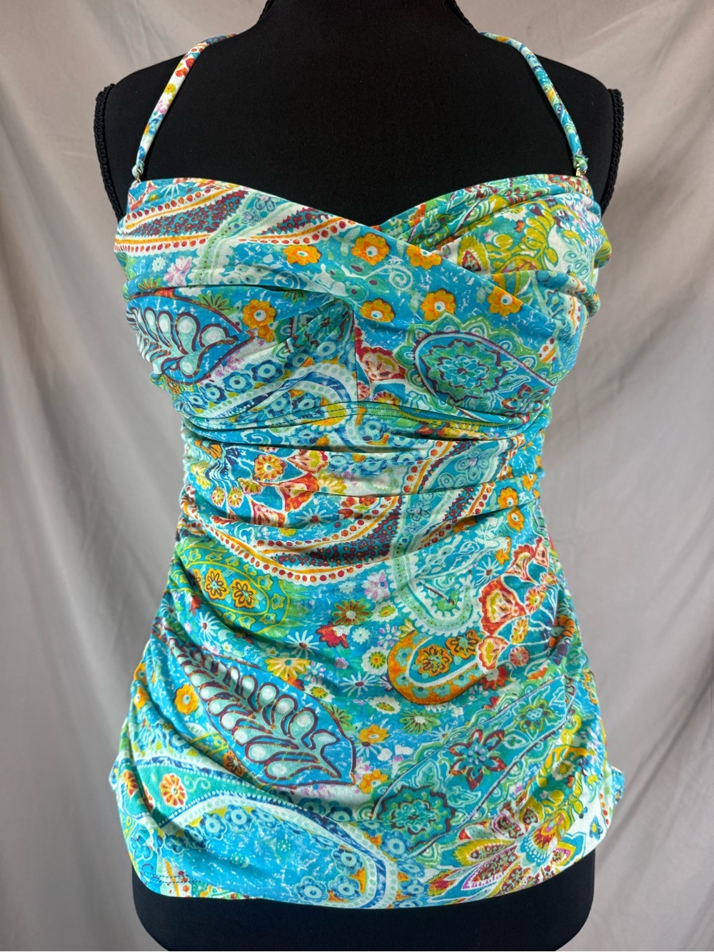 Lauren Ralph Lauren Carnivale Paisley Twist Front Tankini Top - Size 8